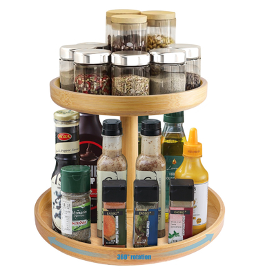 서 있는 타입 2 차원 자연 Bambu Lazy Susan Turntable 조직기 현대 부엌