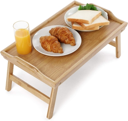휴대용 대나무 아침 식사 저녁 식사 트레이 접이 가능한 다리로 쓰기 또는 그리기 테이블