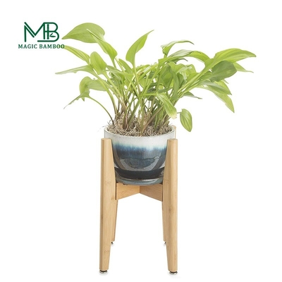현대 생활 공간용 천연 Bambu Stand White 세라믹 작은 플랜터 냄비