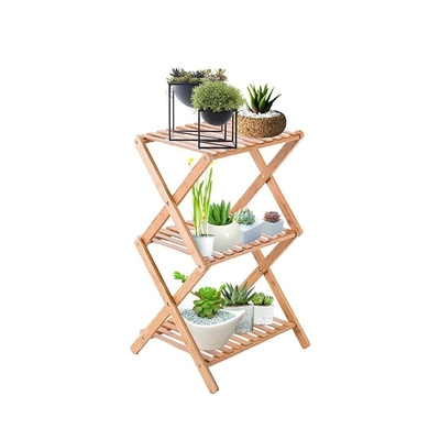 공간 절감 3층 대나무 꽃 냄비 락 래프 플랜터 디스플레이 조직기 34x34x97cm