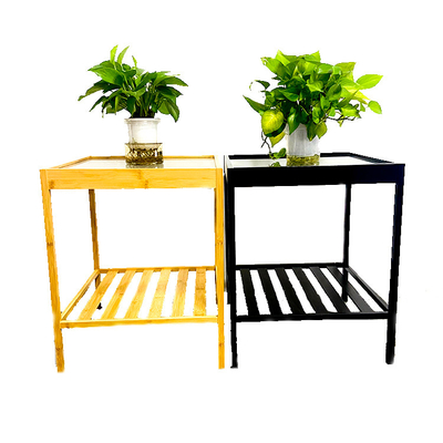 철 유리 Bambu Rattan 침대 옆 테이블 나이트 스탠드 ODM