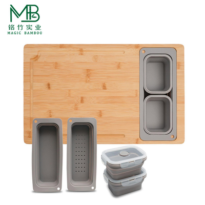 내장 싱크 및 저장 상자와 함께 Bambu Kitchen Cutting Board
